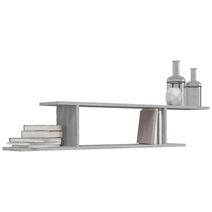 Étagère TV murale Sonoma gris 125x18x23 cm Bois d'ingénierie - 4