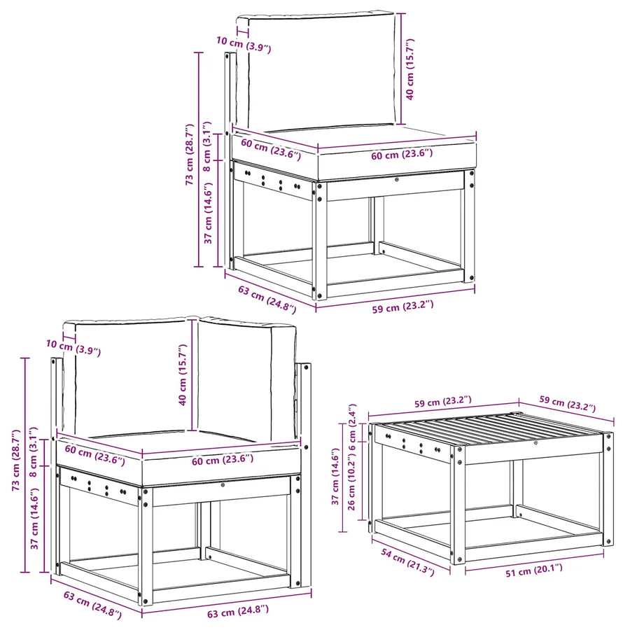 Ensemble de canapés d'extérieur 7 pcs Naturel et gris clair - 9