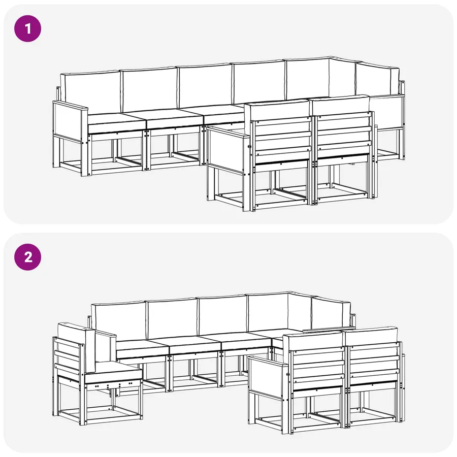 Ensemble de canapés d'extérieur 8 pcs Naturel et Beige - 7