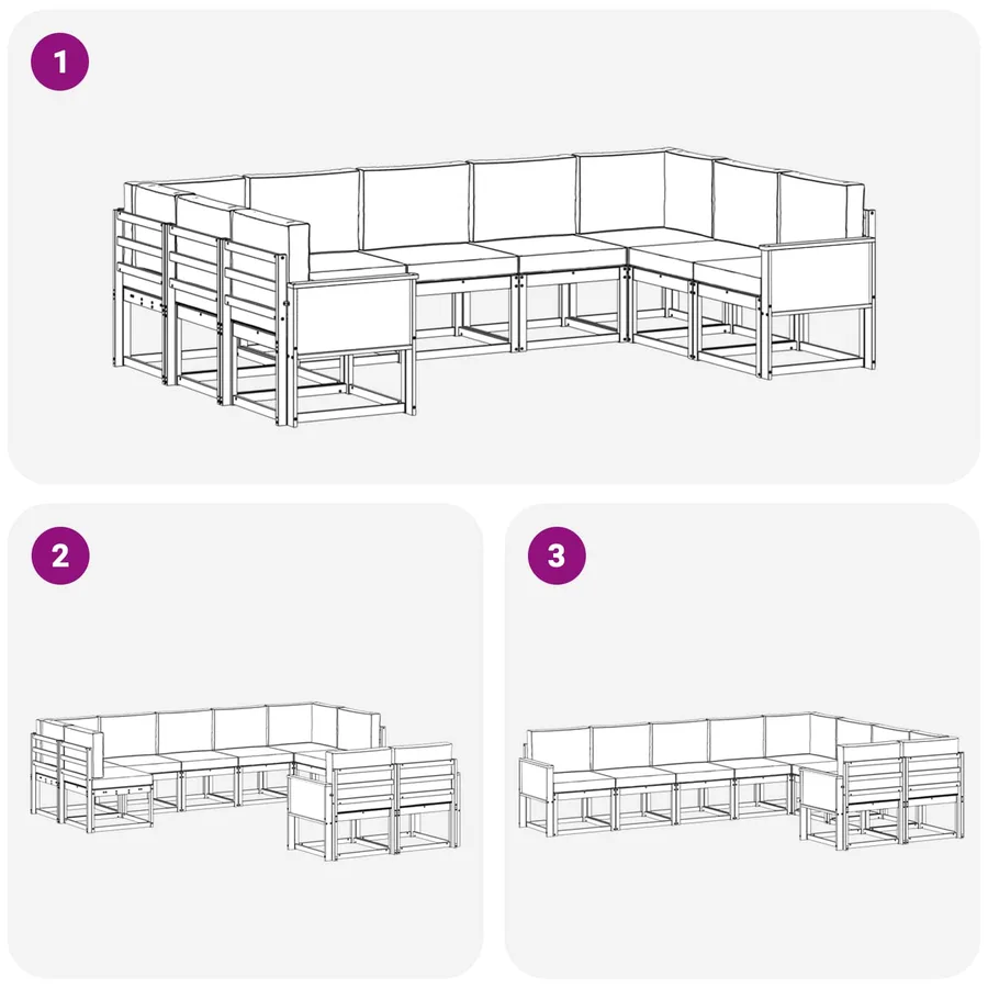 Ensemble de canapés d'extérieur 9 pcs Naturel et Beige - 7