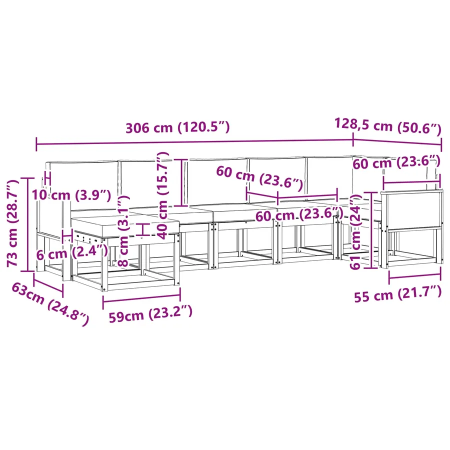 Ensemble de canapés d'extérieur 7 pcs Naturel et Beige - 7