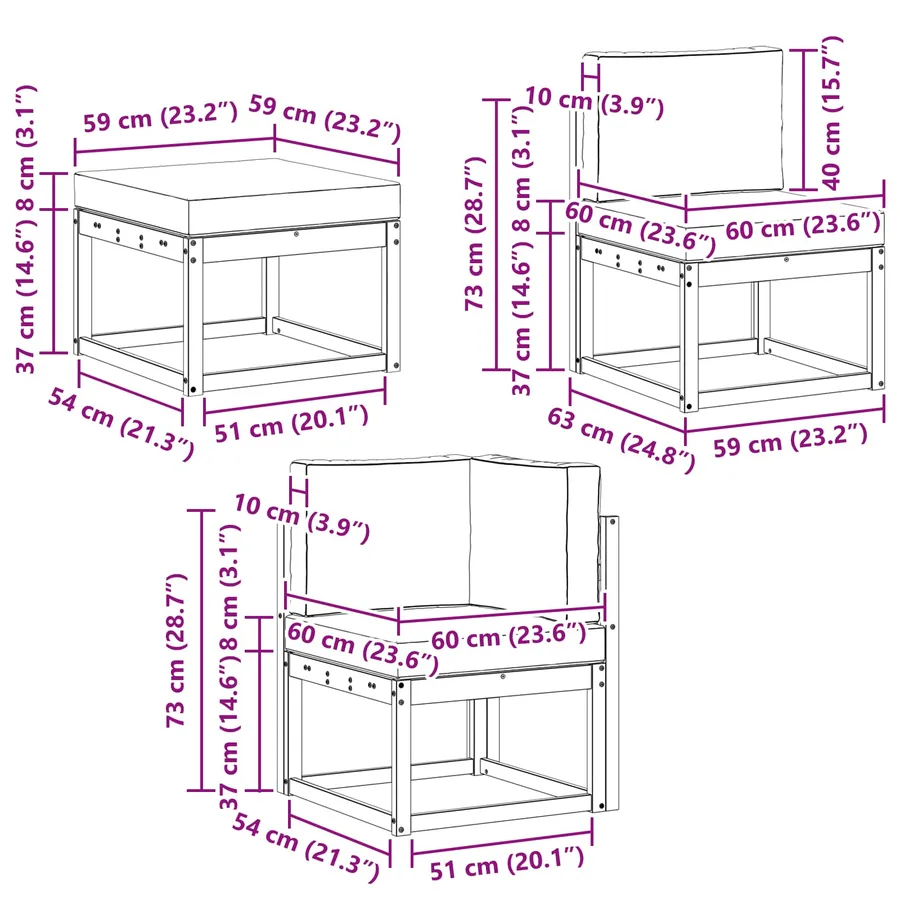 Ensemble de canapés d'extérieur 7 pcs Naturel et Beige - 8
