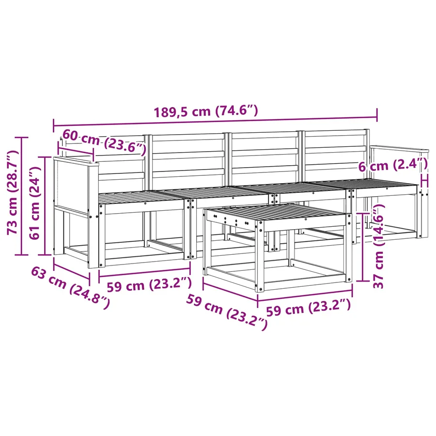 Ensemble de canapés d'extérieur 4 pcs Naturel - 7