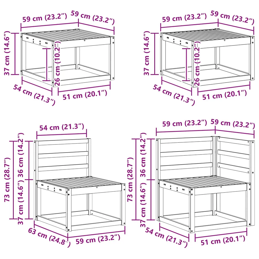 Ensemble de canapés d'extérieur 8 pcs Naturel - 11