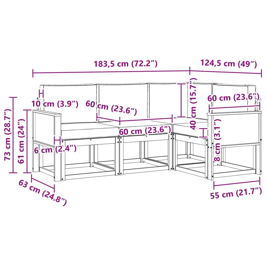 Ensemble de canapés d'extérieur 4 pcs Naturel et Beige - 7