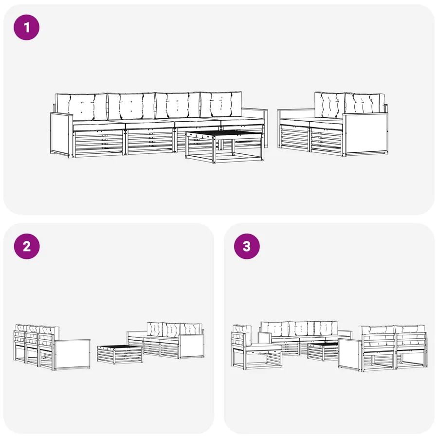 Ensemble de canapés d'extérieur 7 pcs Naturel et gris clair - 6