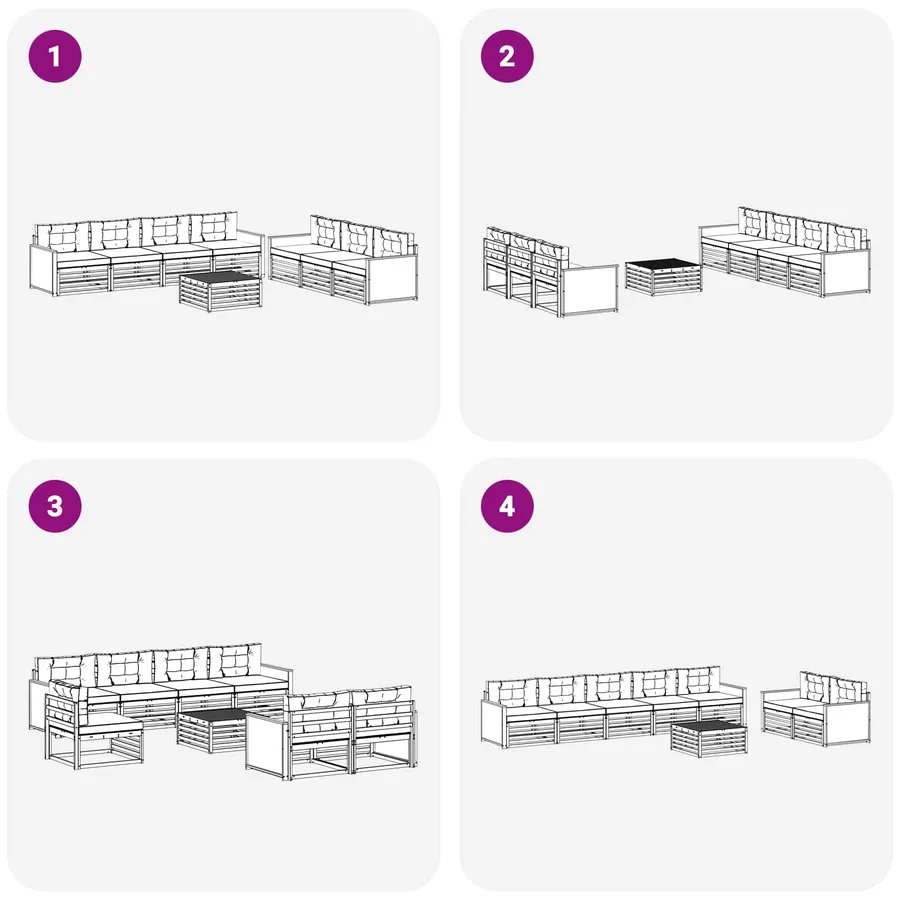 Ensemble de canapés d'extérieur 8 pcs Naturel et Beige - 6