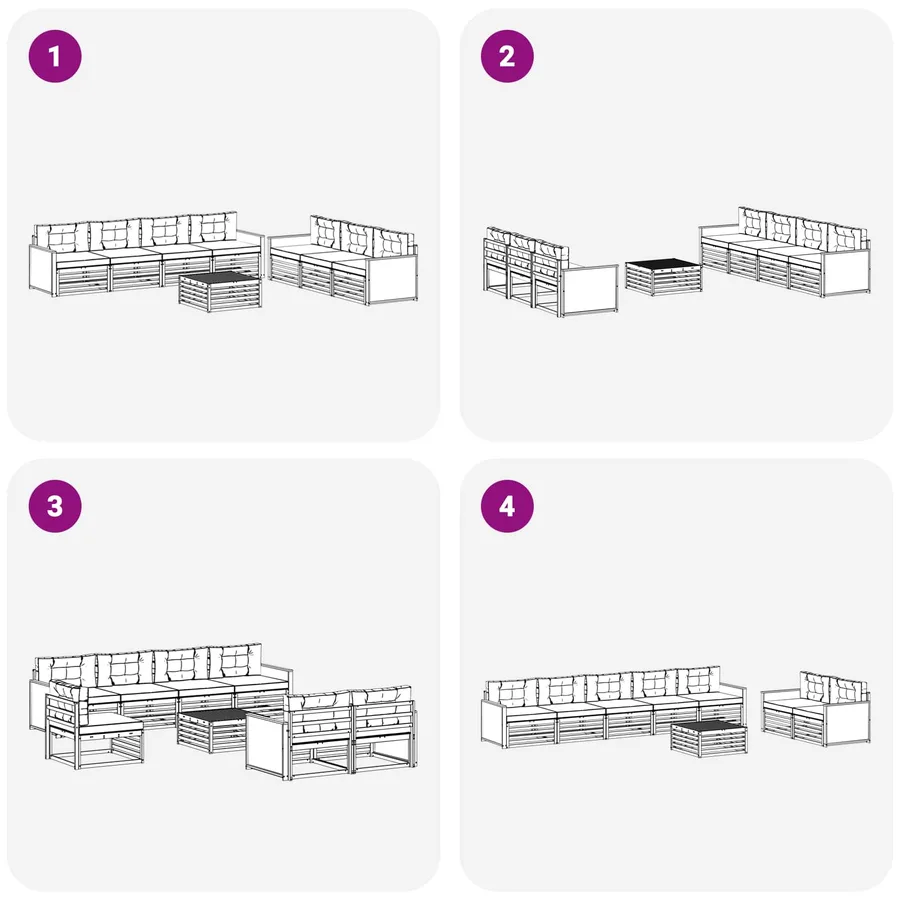 Ensemble de canapés d'extérieur 8 pcs Naturel et Crème - 6
