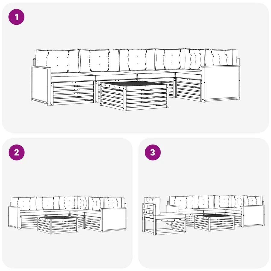 Ensemble de canapés d'extérieur 6 pcs Naturel et gris clair - 7