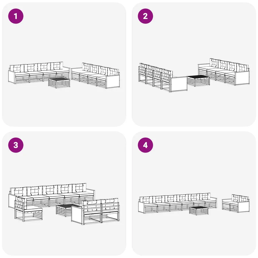 Ensemble de canapés d'extérieur 9 pcs Naturel et Anthracite - 6