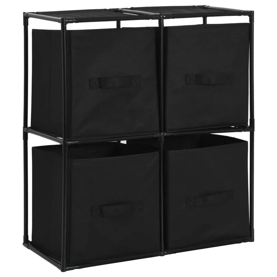 Armoire de rangement avec 4 paniers tissu Noir 63x30x71cm Acier - 2
