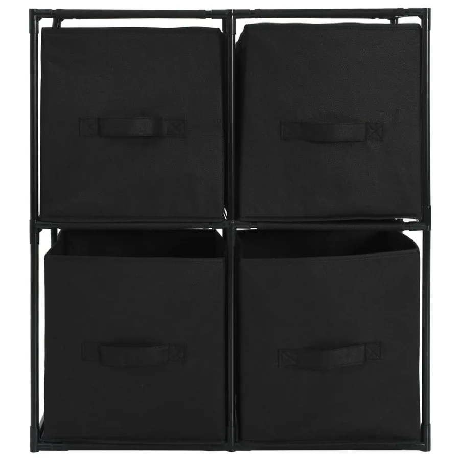 Armoire de rangement avec 4 paniers tissu Noir 63x30x71cm Acier - 3