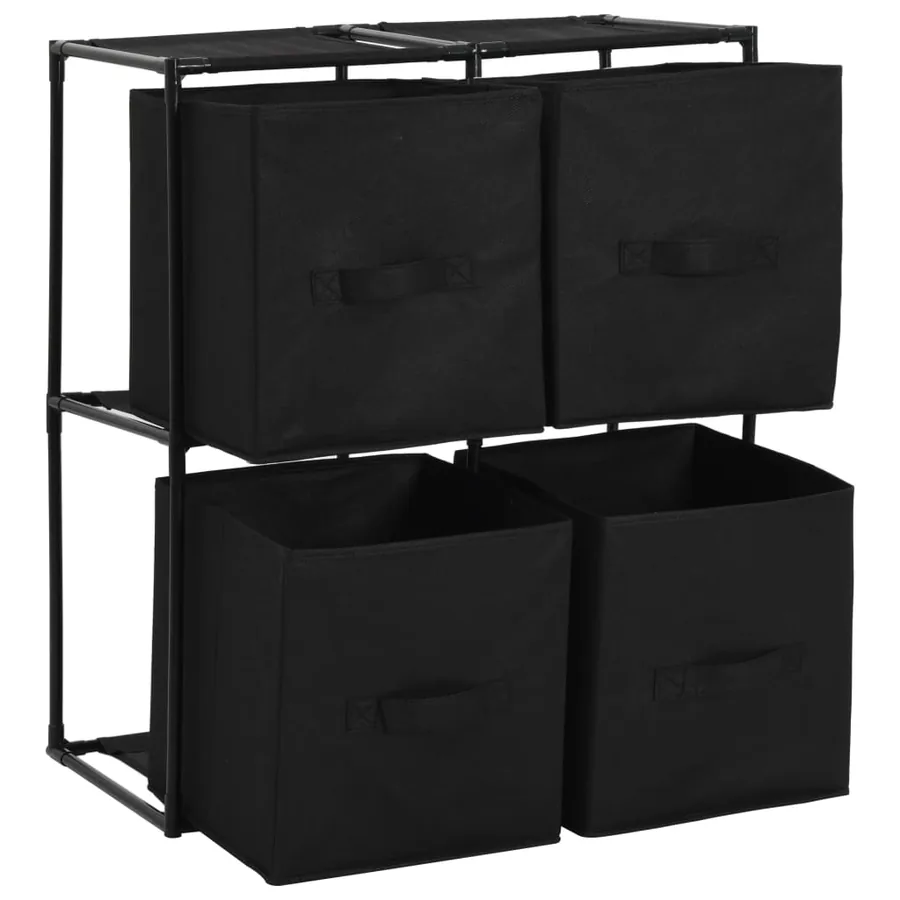 Armoire de rangement avec 4 paniers tissu Noir 63x30x71cm Acier - 4