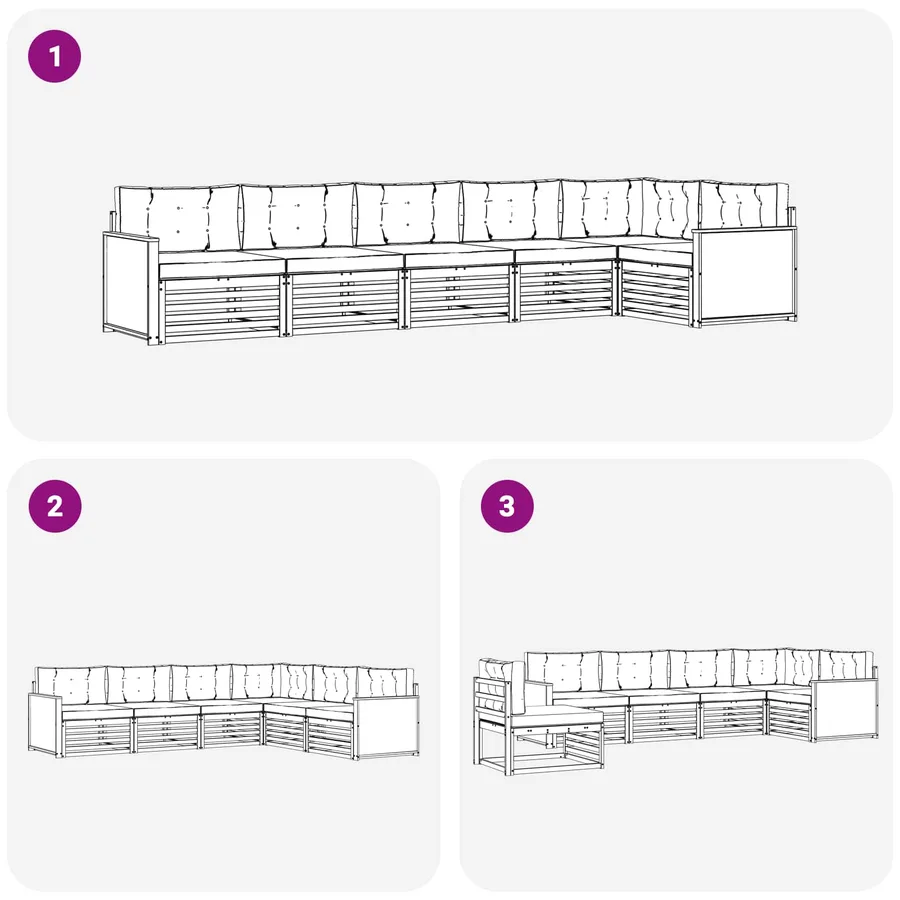 Ensemble de canapés d'extérieur 6 pcs Naturel et gris clair - 7