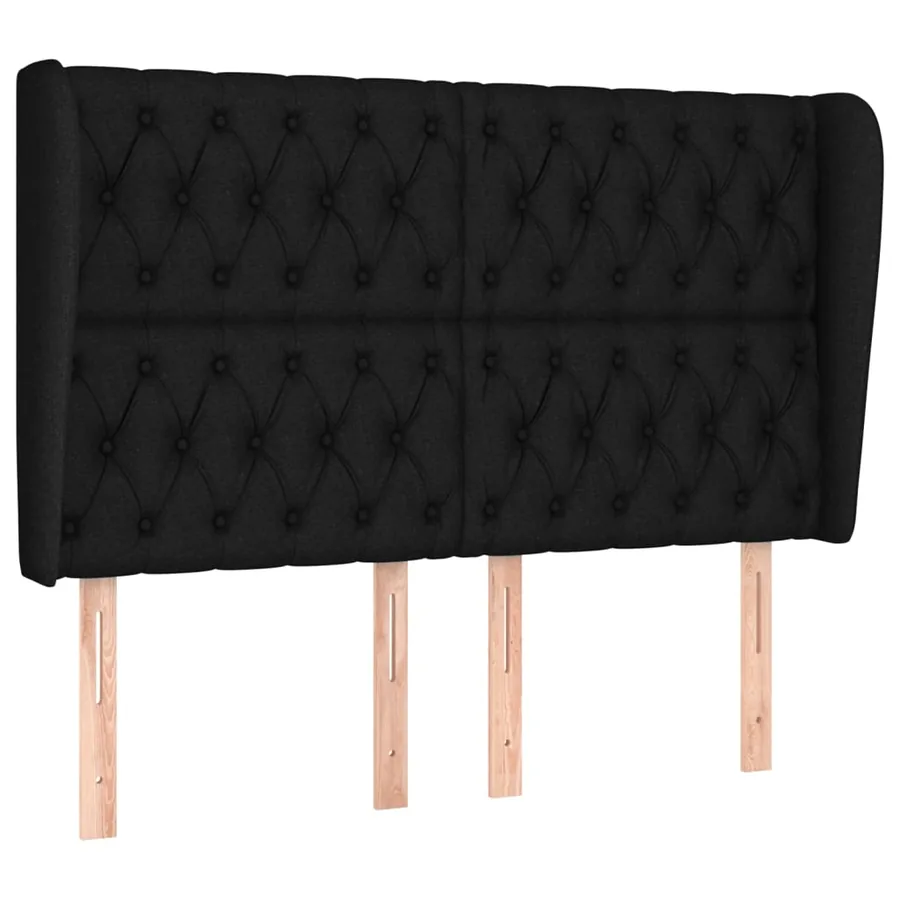 Tête de lit avec oreilles Noir 147x23x118/128 cm Tissu - 2