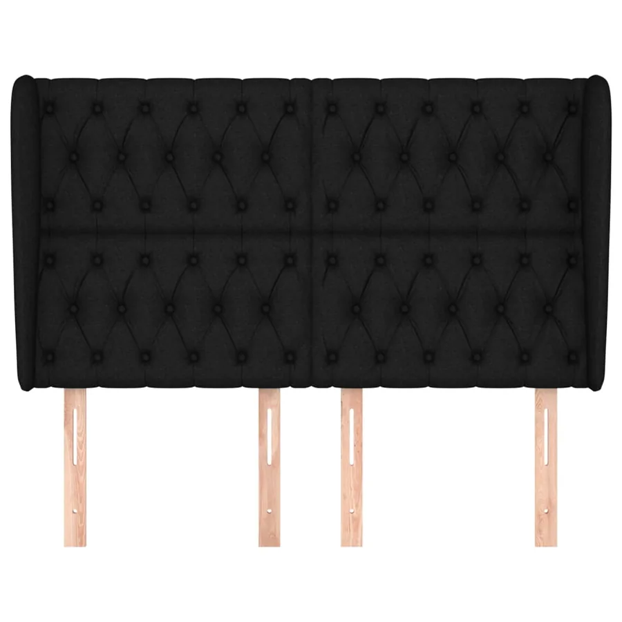 Tête de lit avec oreilles Noir 147x23x118/128 cm Tissu - 3