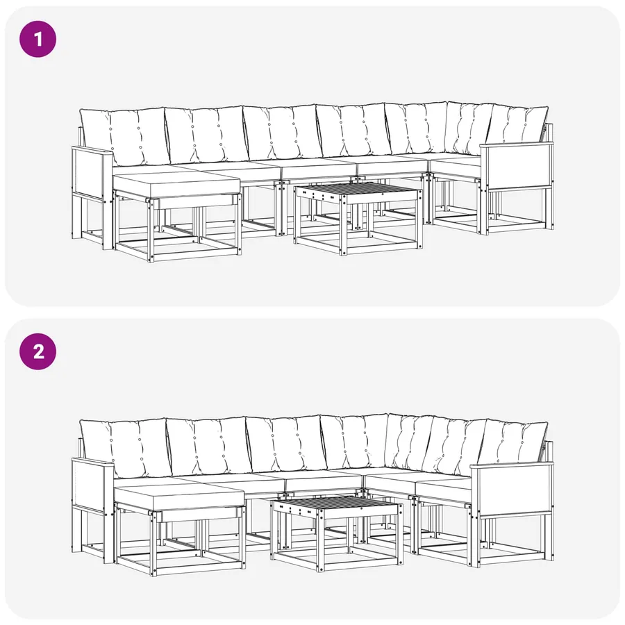 Ensemble de canapés d'extérieur 8 pcs Naturel et noir - 11