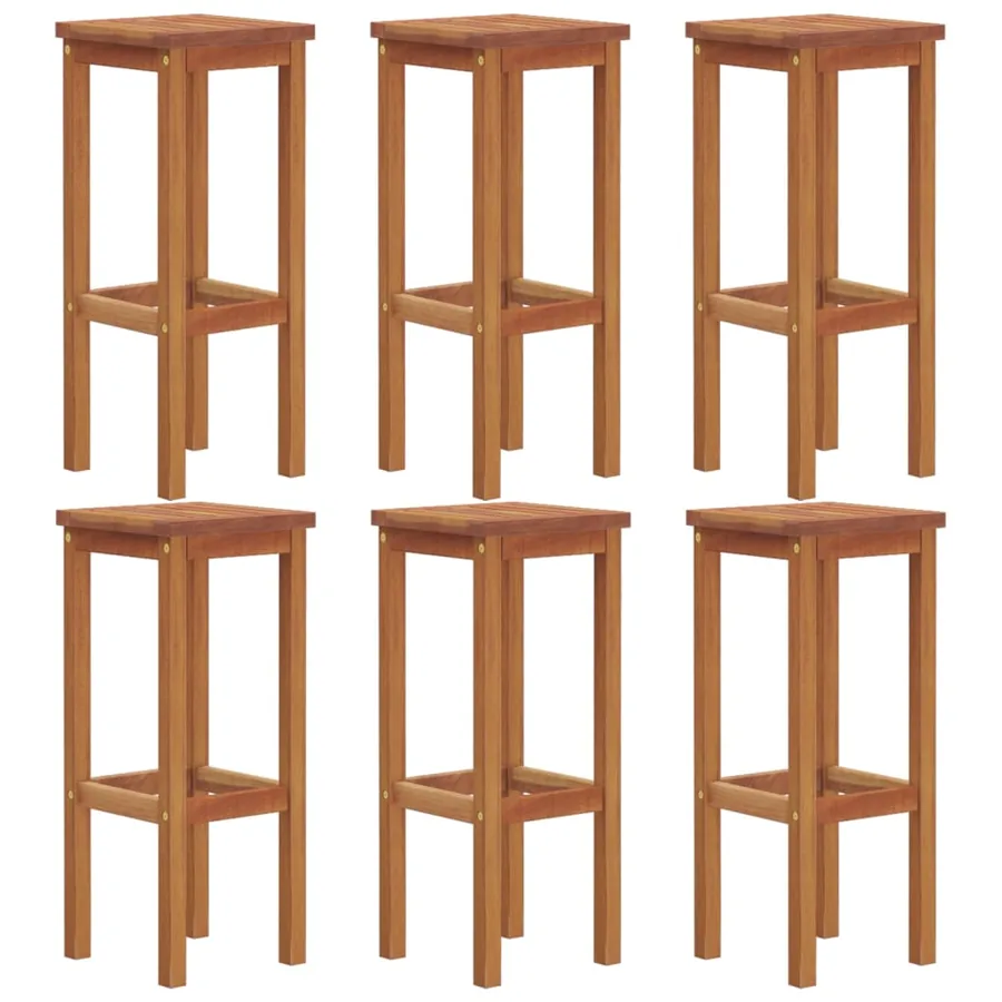 Tabourets de bar lot de 6 bois massif d'acacia - 2