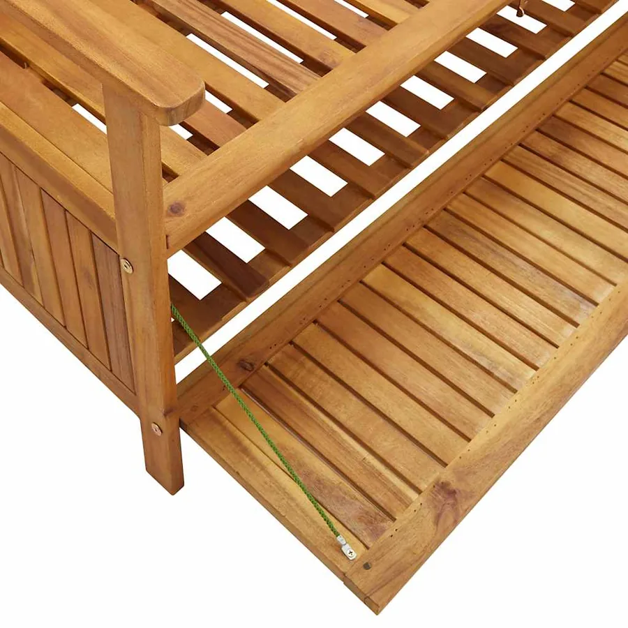 Banc de rangement de jardin 120 cm bois d'acacia solide - 10