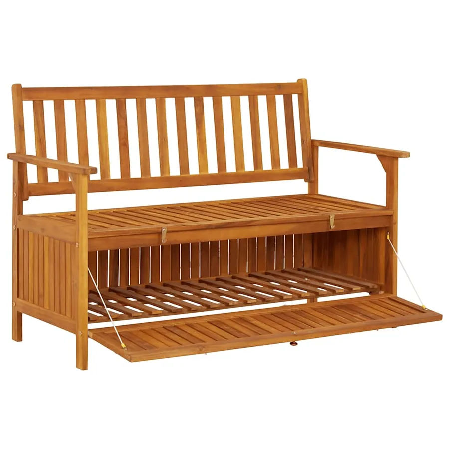 Banc de rangement de jardin 120 cm bois d'acacia solide - 4