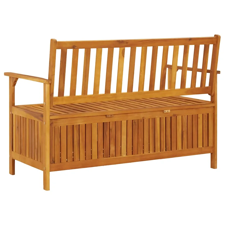 Banc de rangement de jardin 120 cm bois d'acacia solide - 7