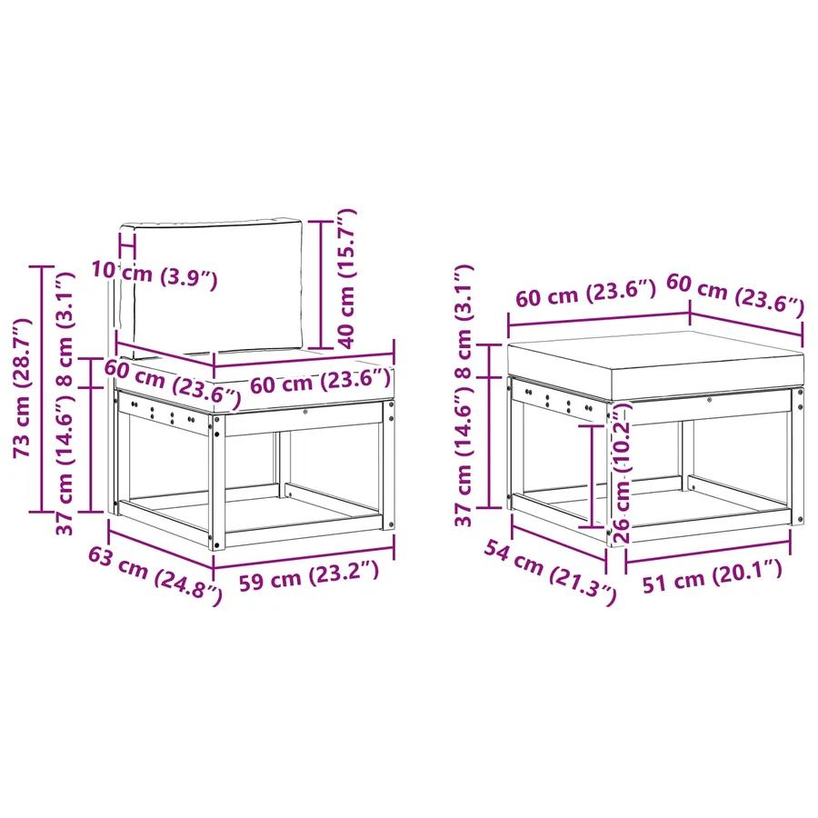 Ensemble de canapés d'extérieur 4 pcs Naturel et gris clair - 7