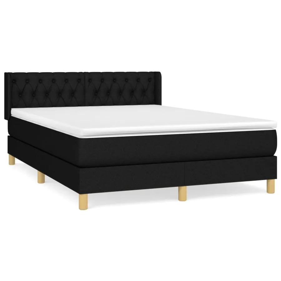 Sommier à lattes de lit avec matelas Noir 140x190 cm Tissu - 2