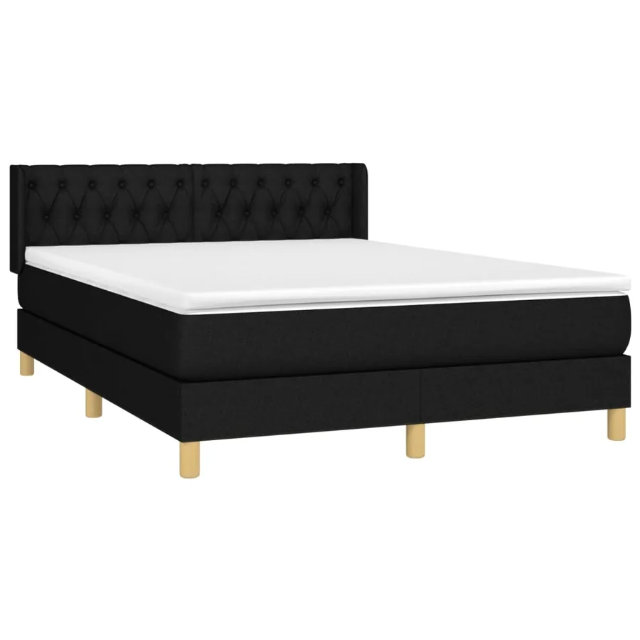 Sommier à lattes de lit avec matelas Noir 140x190 cm Tissu - 3
