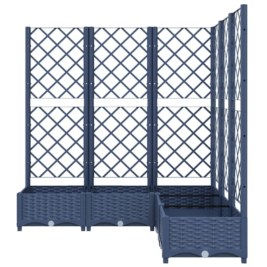 Jardinière avec treillis bleu gris 120x120x121,5 cm PP - 3