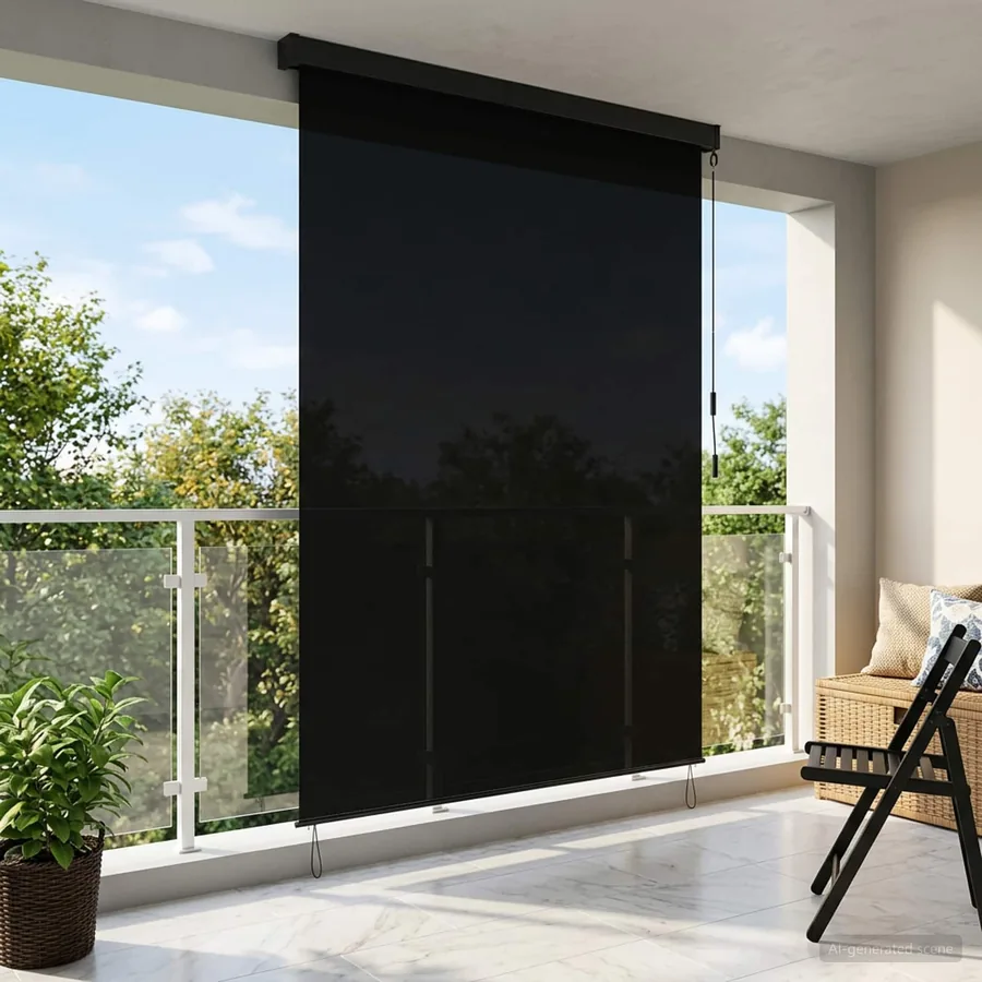 Store enrouleur Noir 140 x 250 cm Tissu et Aluminium