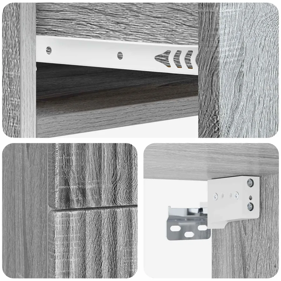 Cabinet de chevet mural Sonoma gris 34,5 x 33 x 40 cm - 8