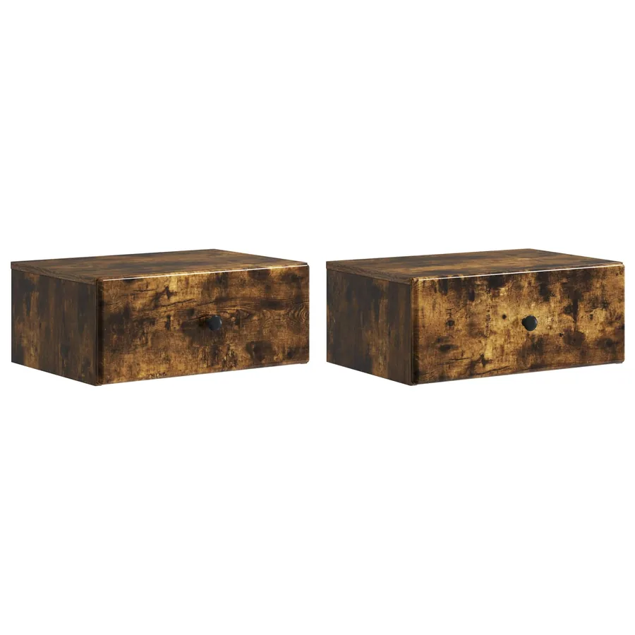 Cabinet de chevet mural 2 pcs Chêne fumé 49 x 34,5 x 20 cm - 2
