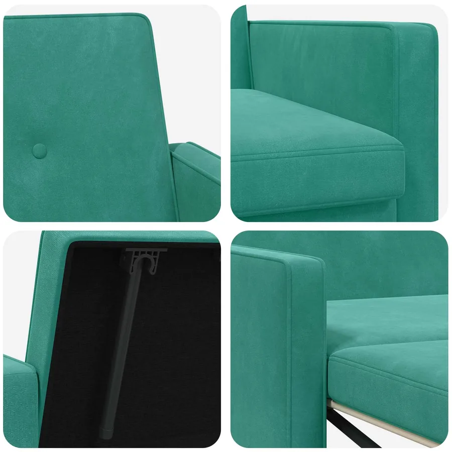 Canapé-Lit Turquoise Tissu - 10