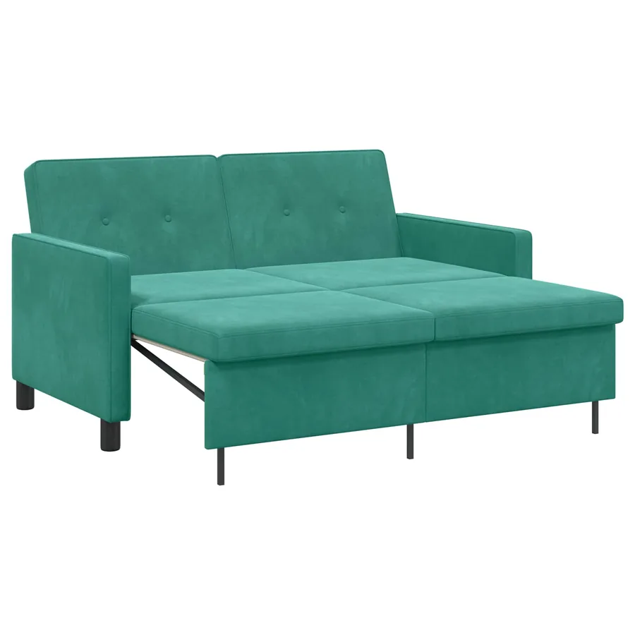 Canapé-Lit Turquoise Tissu - 2