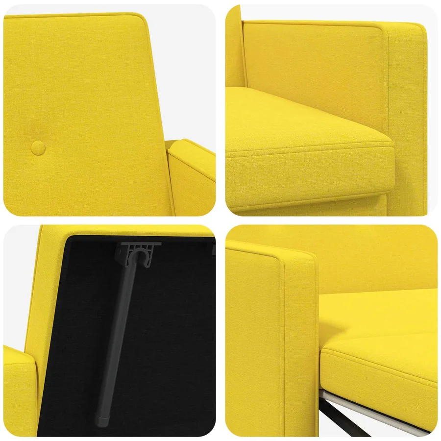 Canapé-lit escamotable Jaune clair Tissu - 10
