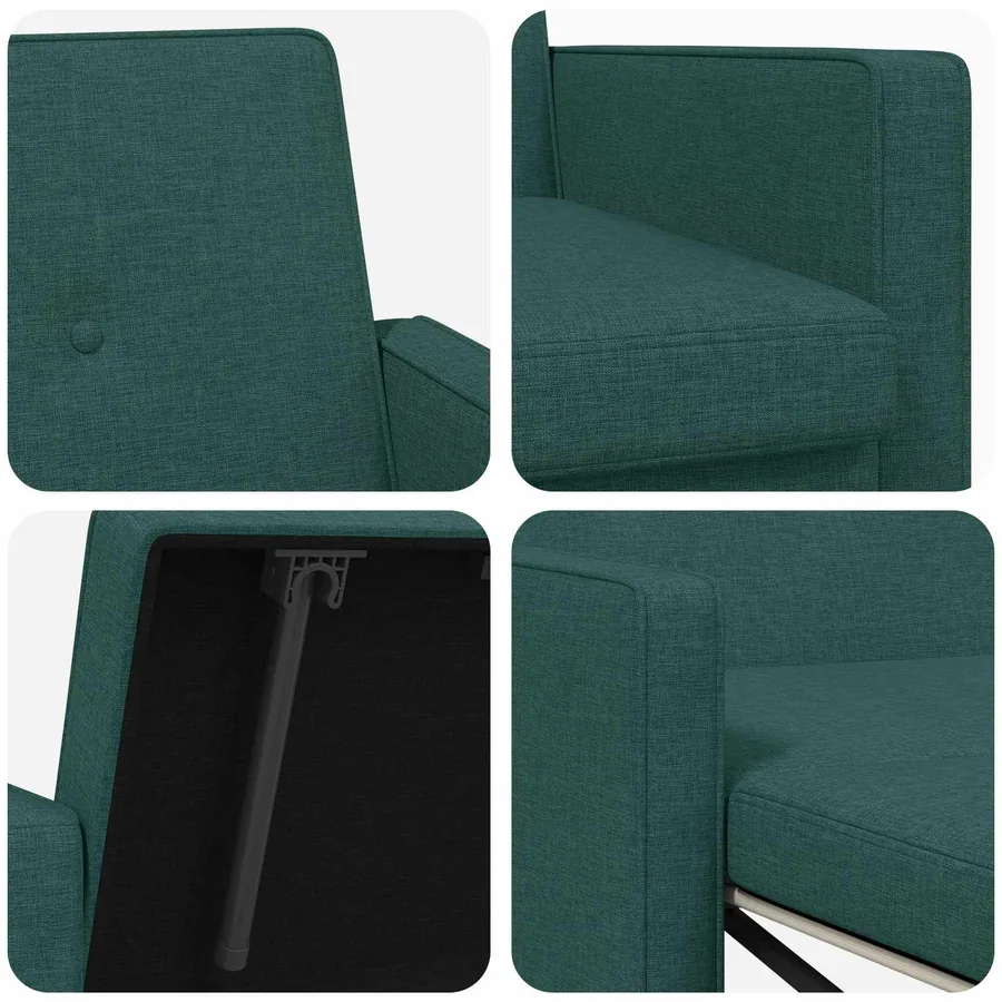 Canapé-lit escamotable Vert foncé Tissu - 10