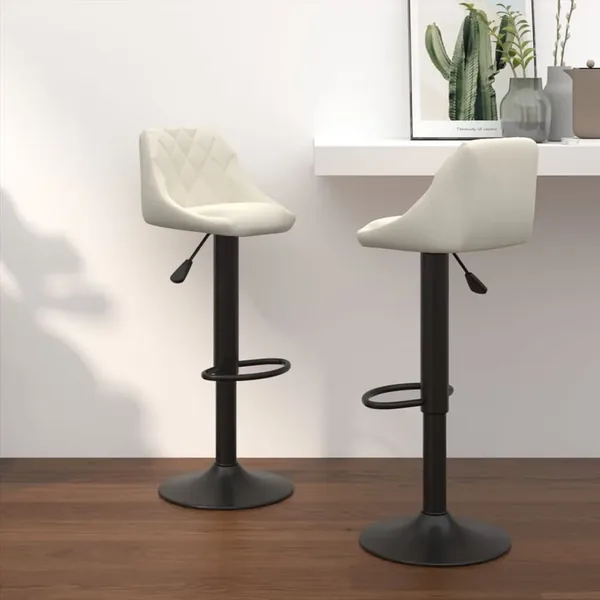 Tabourets de bar lot de 2 crème velours