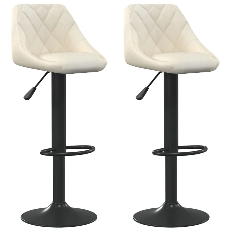 Tabourets de bar lot de 2 crème velours - 2