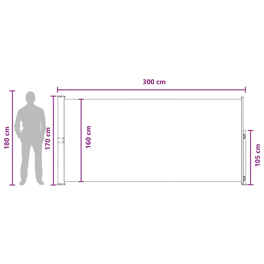 Store latéral rétractable 170 x 300 cm Polyester Rectangulaire - 7
