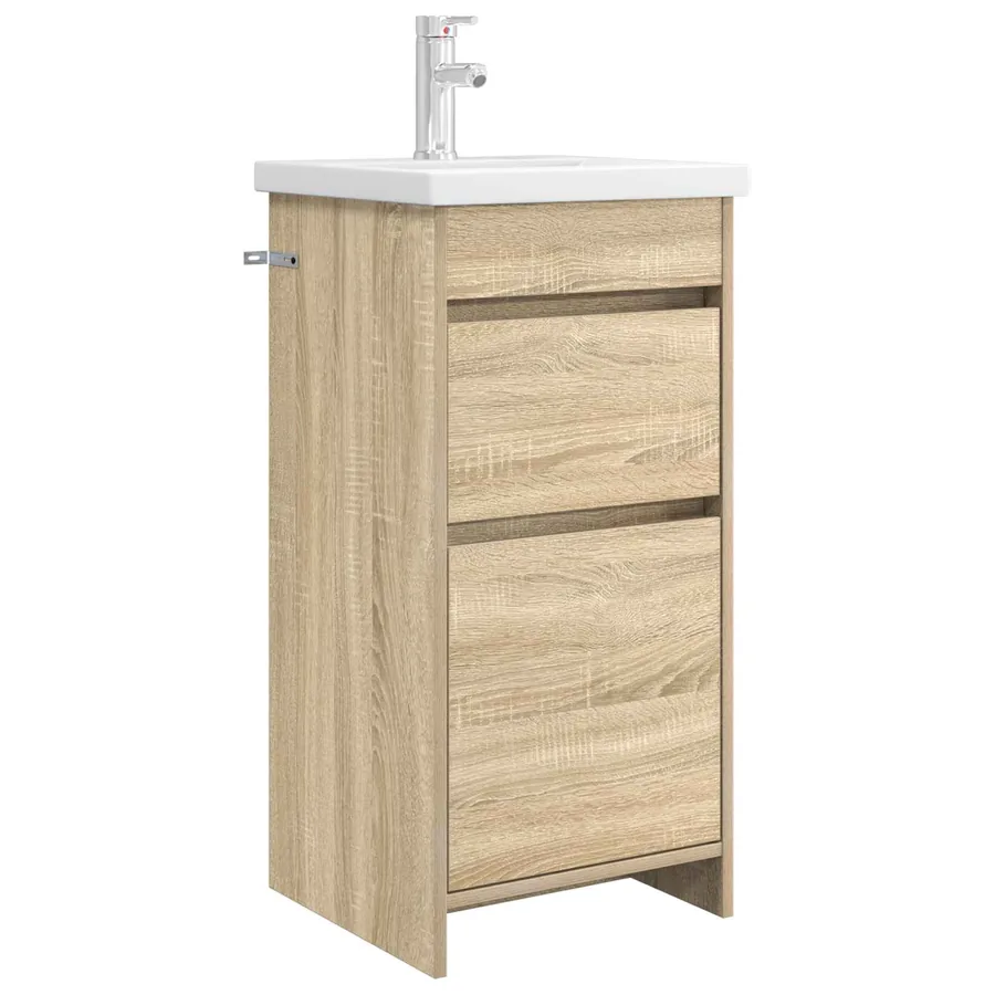 Meuble de salle de bain avec évier Chêne Sonoma - 2