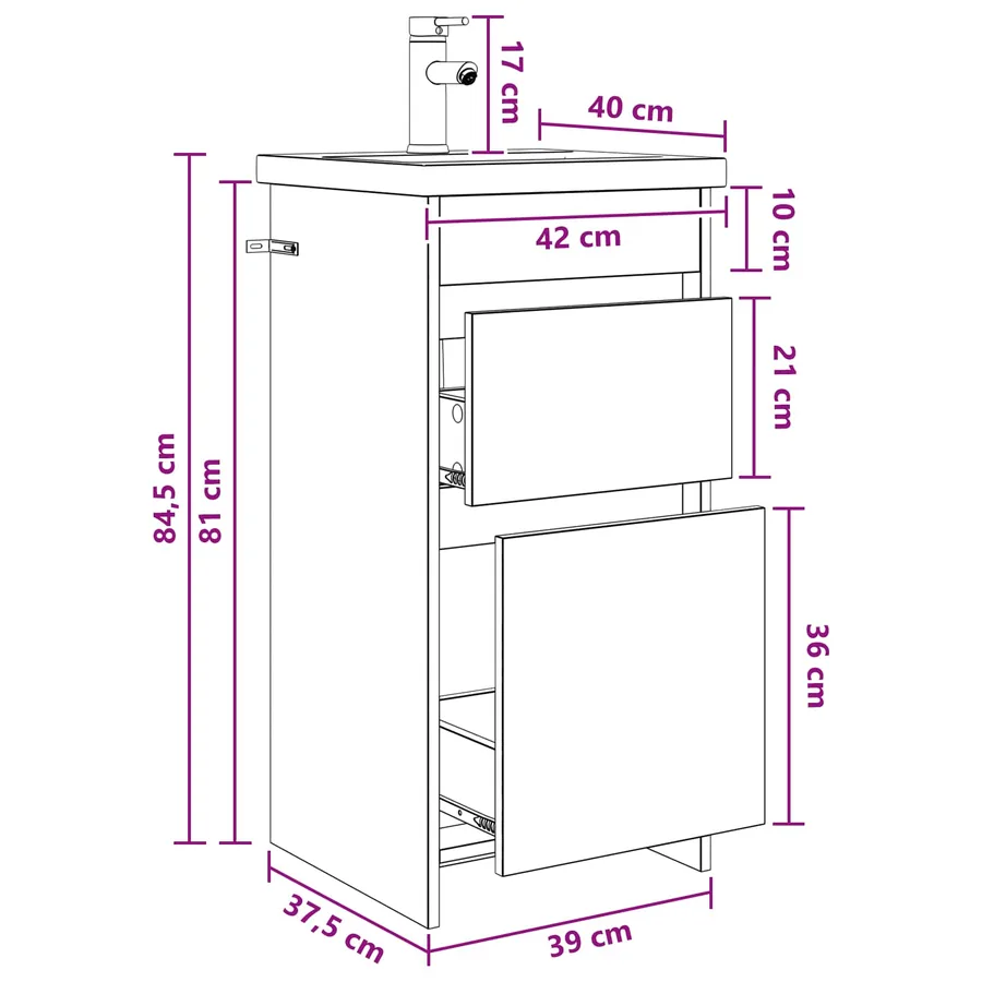 Meuble de salle de bain avec évier Chêne Sonoma - 8
