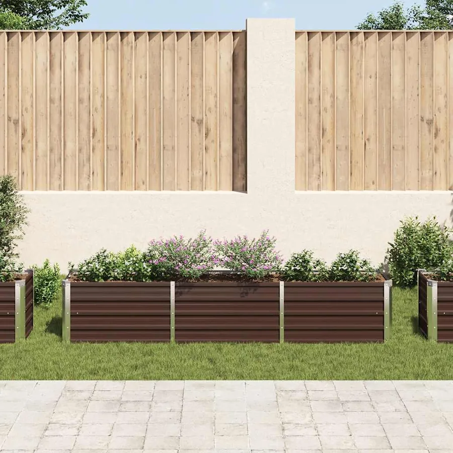 Lit surélevé de jardin Acier galvanisé 240x40x45 cm Marron - 3
