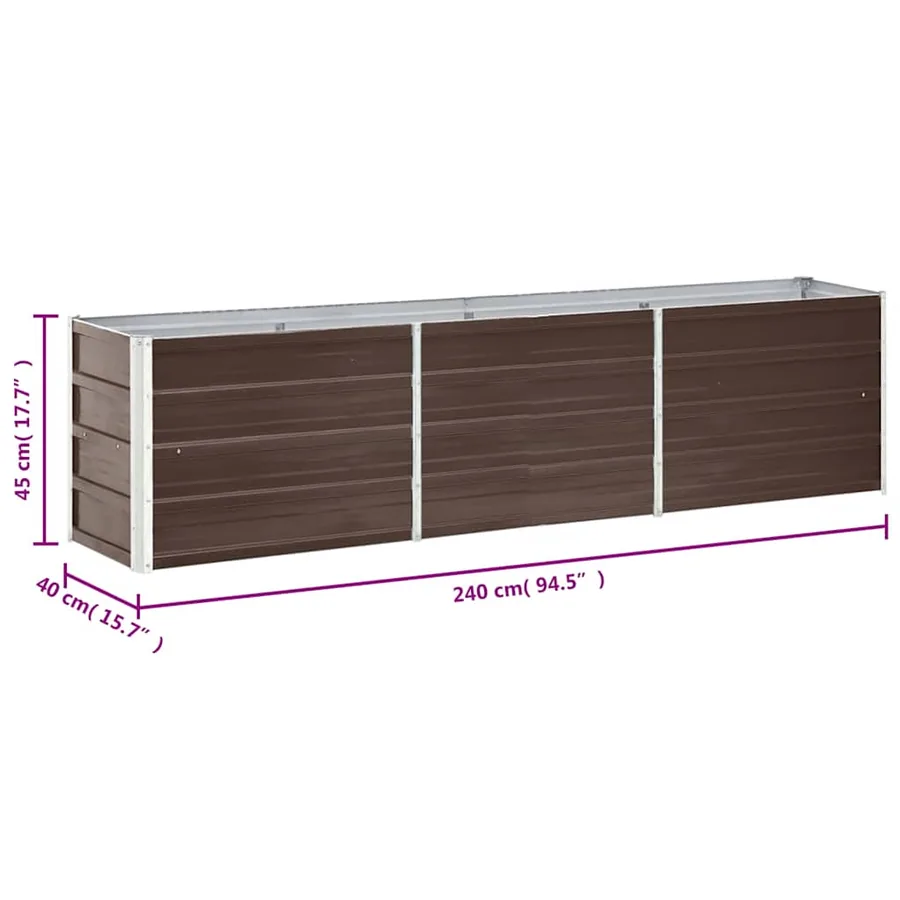 Lit surélevé de jardin Acier galvanisé 240x40x45 cm Marron - 8