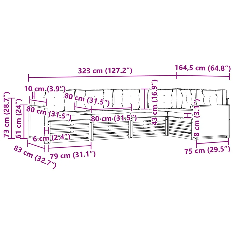 Ensemble de canapés d'extérieur 5 pcs Naturel et Beige - 8