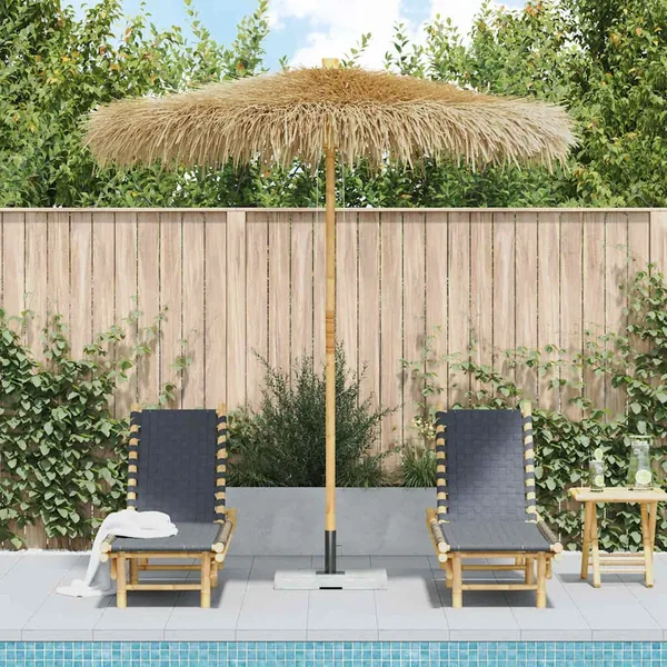 Parasol en bambou avec toit en feuille de bananier 270 cm