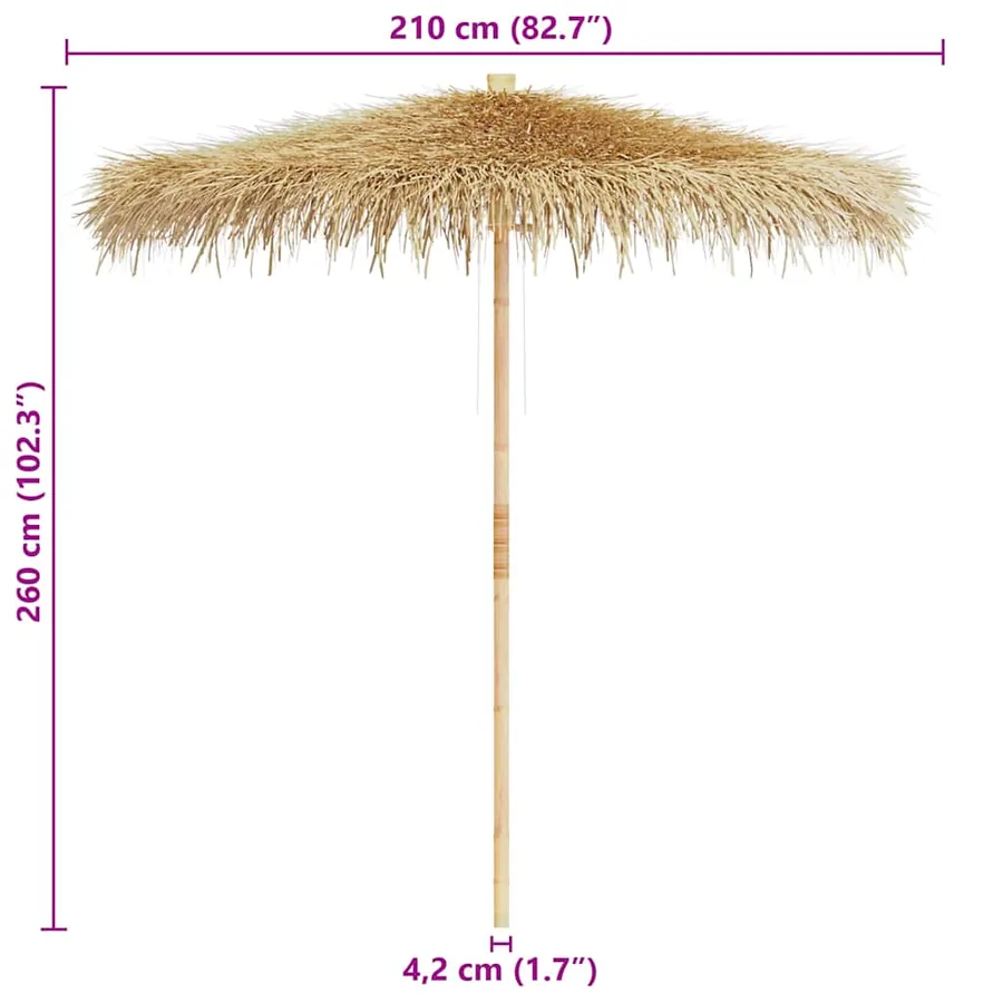 Parasol en bambou avec toit en feuille de bananier 270 cm - 12