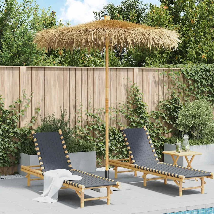 Parasol en bambou avec toit en feuille de bananier 270 cm - 3