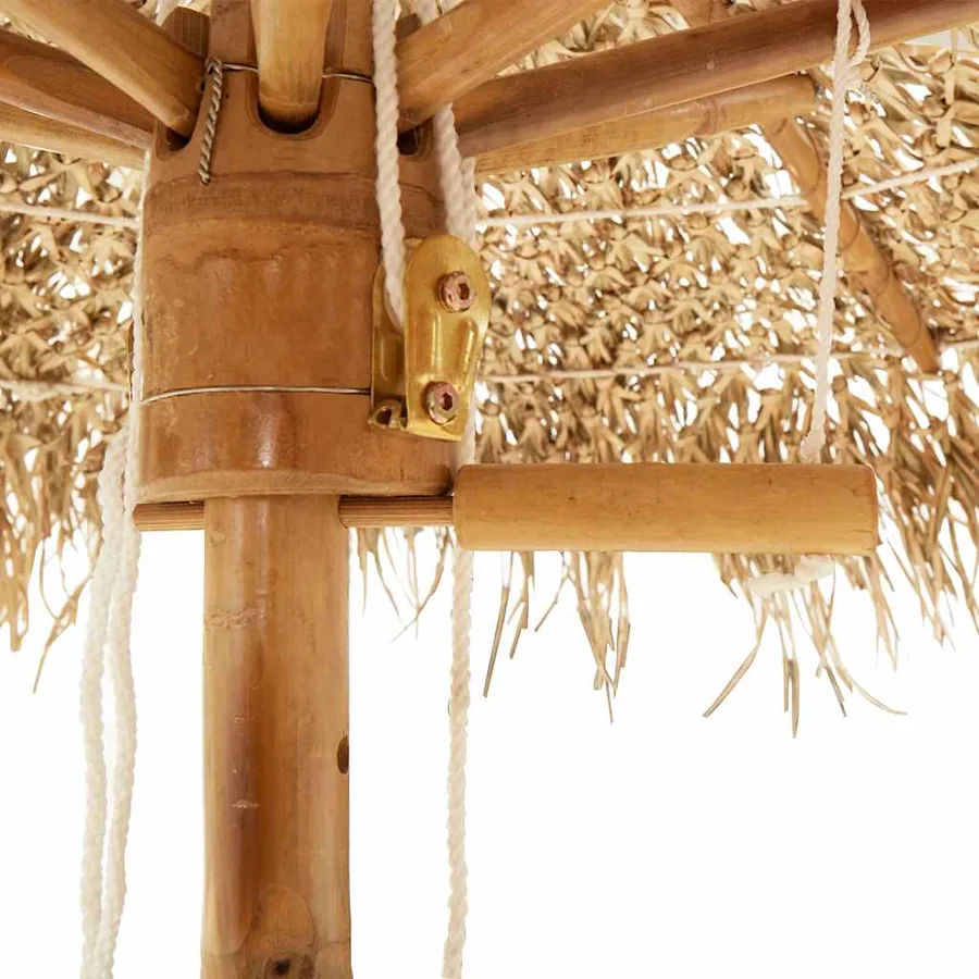 Parasol en bambou avec toit en feuille de bananier 270 cm - 9