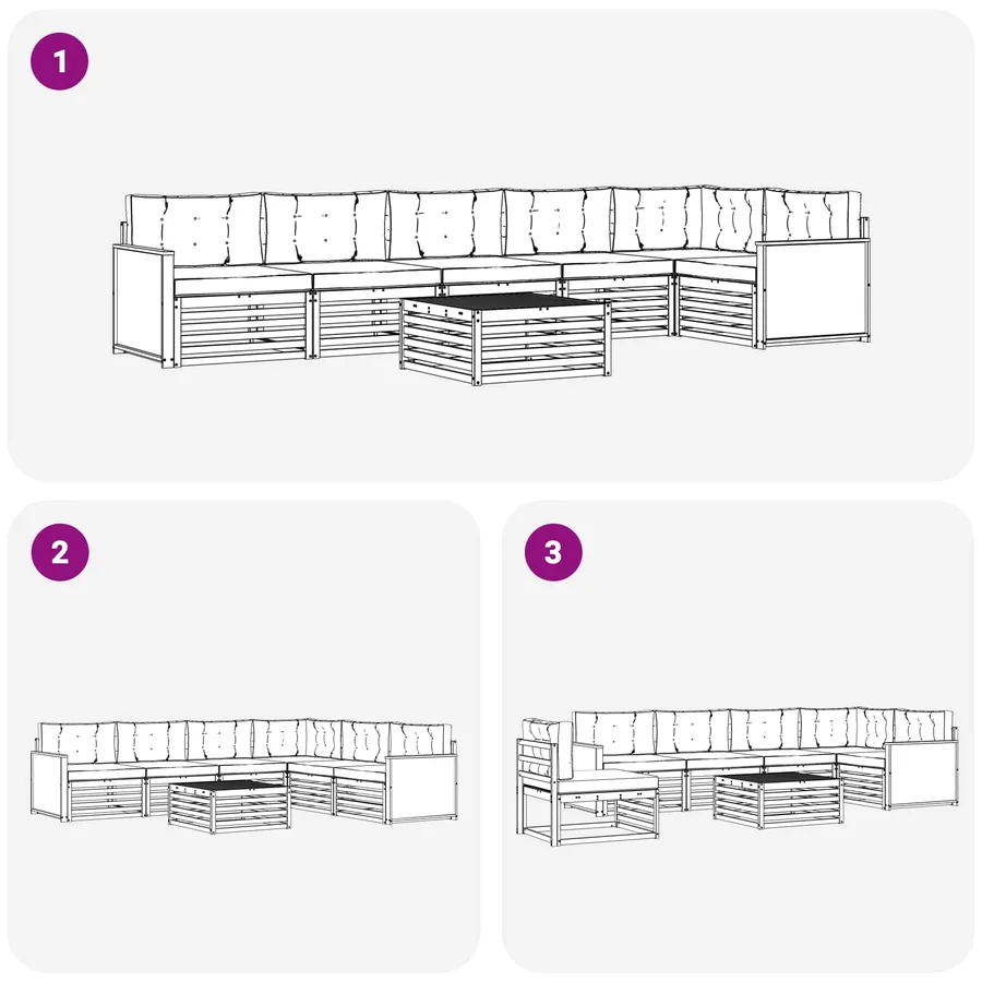 Ensemble de canapés d'extérieur 7 pcs Naturel et Anthracite - 7