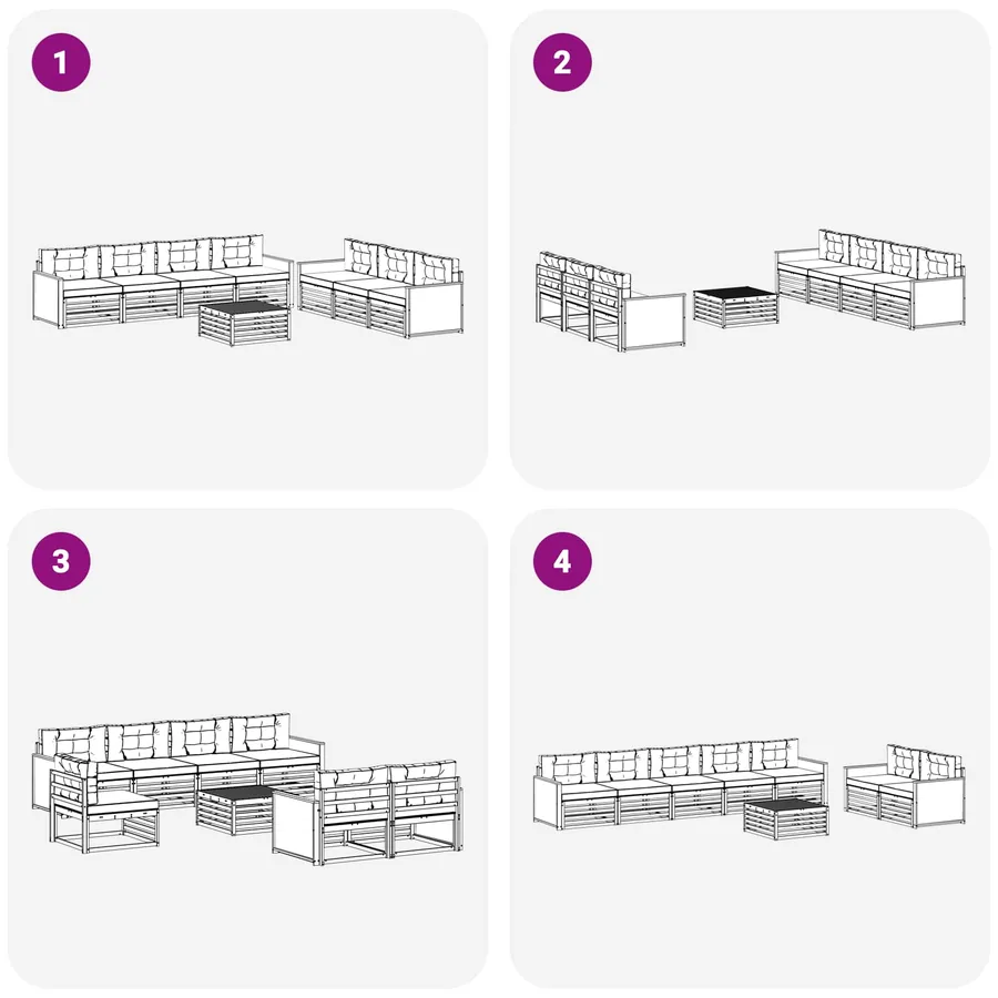 Ensemble de canapés d'extérieur 8 pcs Naturel et Anthracite - 6